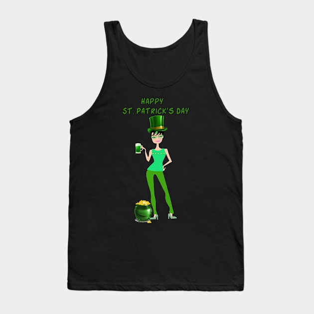 Happy St. Patrick's Day Tank Top by Lynndarakos